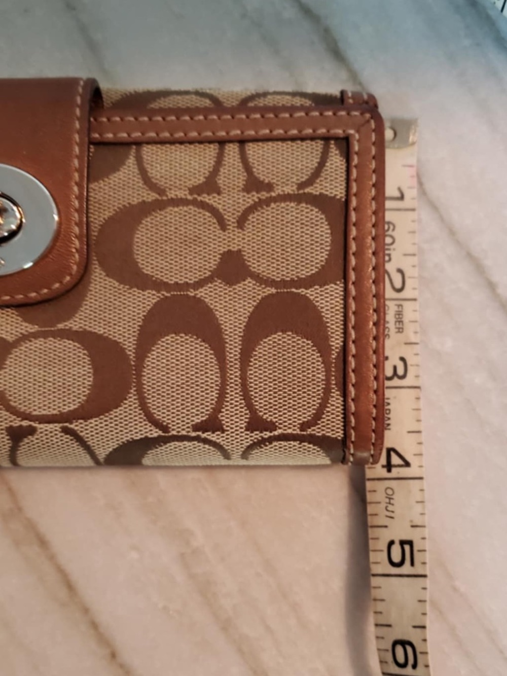Coach Signature Turnlock Wallet in Brown and Cream - Picture 13 of 13